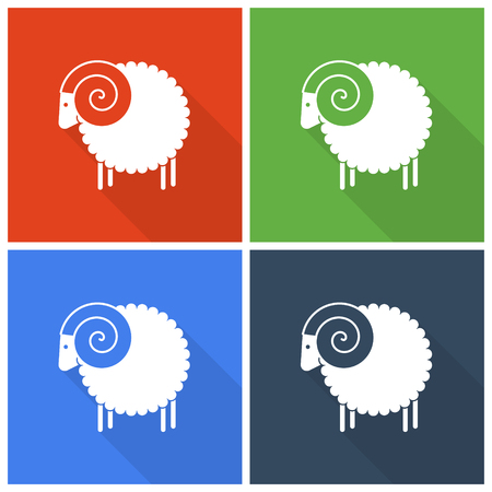 Christmas sheep icons in flat styleのイラスト素材