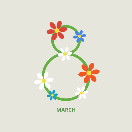 March 8 greeting card in flat styleのイラスト素材