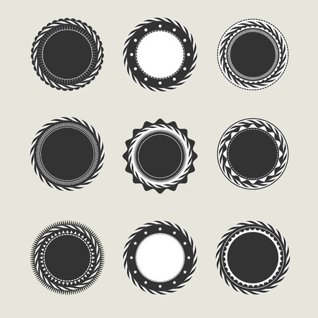 Collection of black vintage badges and labels templatesのイラスト素材