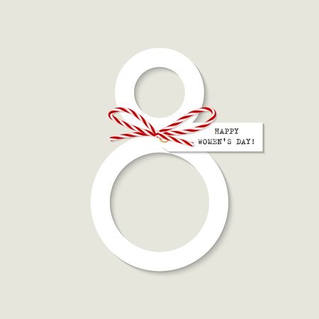 International womens day greeting card with red bakers twine bowのイラスト素材