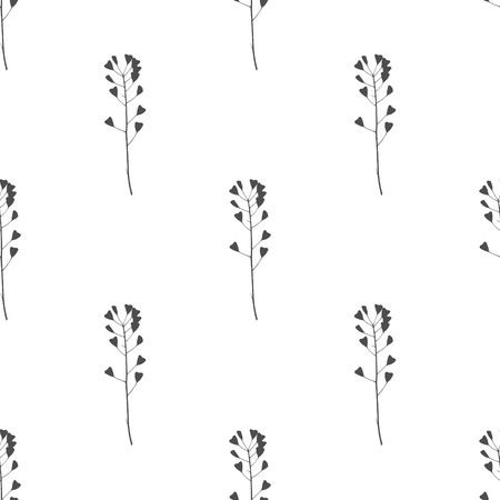 Hand drawn black and white meadow grass seamless patternのイラスト素材