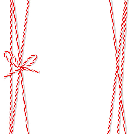 Abstract white background tied up with red rope bakers twine bow and ribbonsのイラスト素材