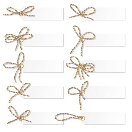 Set of tag labels with rope bakers twine bowsのイラスト素材