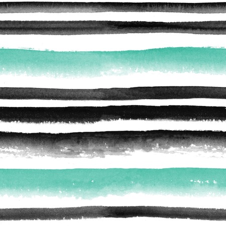 Watercolor blue and black striped seamless patternの写真素材
