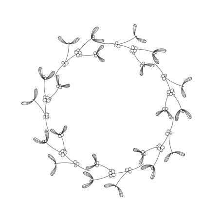 Christmas floral hand drawn wreath on white backgroundのイラスト素材
