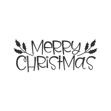 Merry Christmas black hand written lettering phraseのイラスト素材