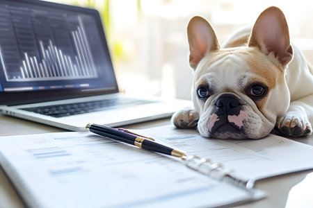 Mastering Money Management: A Desk Setup for Financial Success.の素材