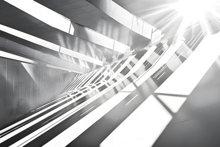 Innovative Clean Energy Concept Featuring Sunlight Reflections on Modern Solar Panels.の素材