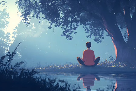 Digital Detox - A Person Enjoying a Quiet Moment Without Technology.の素材