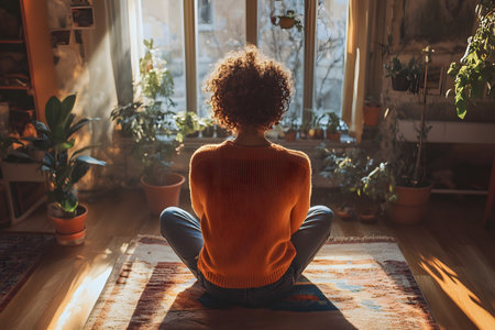 Quiet Digital Detox: A Person Enjoying a Peaceful Moment Free From Technology.の素材