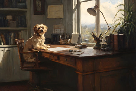 Minimalist Home Office - Sleek Desk Arrangement in Neutral Shades.の素材