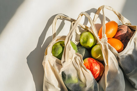Sustainable Shopping Made Easy with Reusable Bags and Eco-Friendly Products on Surface.の素材