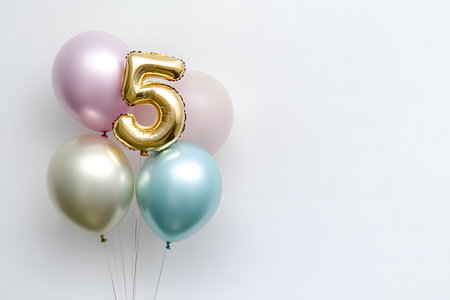 Stylish Design: Pastel Colors Highlighting the Number '5' on a White Canvas.の素材