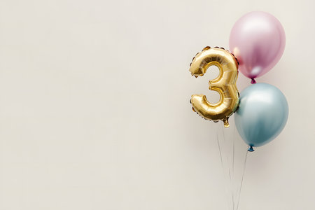 Pastel Colors and the Letter '3' on a White Canvasの素材