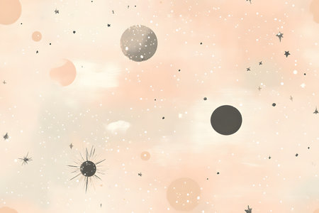 Celestial Elements in Minimalist Soft Neutrals: Perfect Pattern for Wallpaper and Designs.の素材