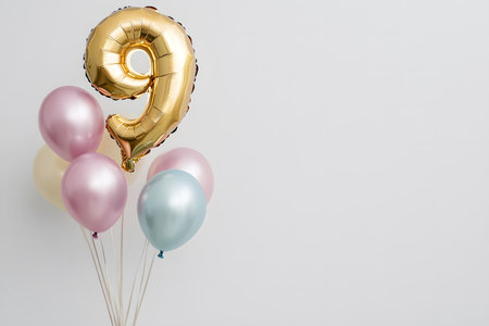 Sophisticated Gold Foil 9 on a Clean Minimalist Background.の素材