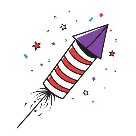 Firework rocket icon in flat style on a white background. Vector illustration.のイラスト素材