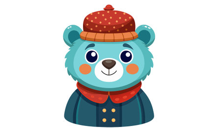 Cute cartoon bear in warm clothes and hat. Vector illustration.のイラスト素材