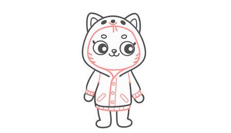 Cute kawaii cat in pajamas. Vector illustration.のイラスト素材