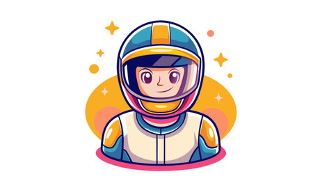 Vector illustration of a cartoon astronaut in space suit on a white background.のイラスト素材