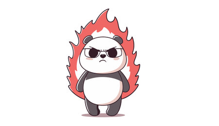 panda bear cartoon character vector illustration isolated on a white background.のイラスト素材