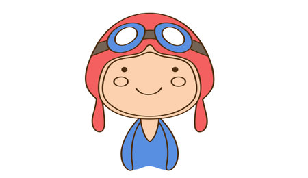 Illustration of a Kid Boy Wearing a Pilot Hat and gogglesのイラスト素材
