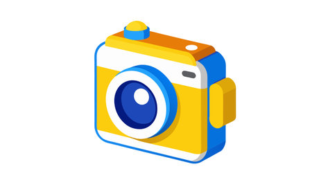 Camera isometric icon, vector illustration isolated on a white background.のイラスト素材