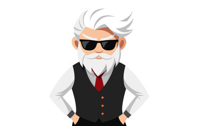old man with glasses and a mustache on a white background. Vector illustration