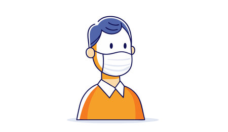 Vector illustration of man wearing face mask to protect against coronavirus.のイラスト素材