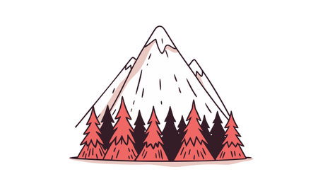 Mountain icon isolated on white background. Flat style vector illustration.のイラスト素材
