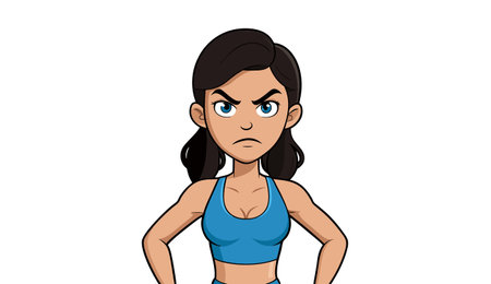 Vector illustration of a woman in sportswear on white background.