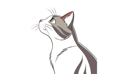 Illustration of a cat in profile, isolated on a white backgroundのイラスト素材