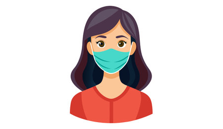 Woman wearing a mask. Coronavirus. Vector illustration.のイラスト素材