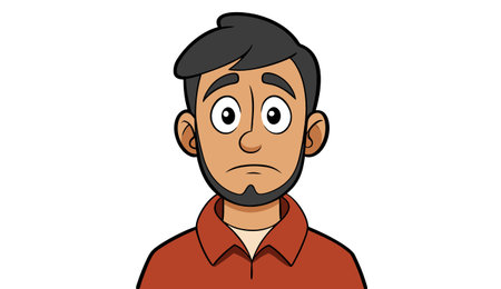 Sad man cartoon isolated on white background. Vector illustration of sad man.のイラスト素材