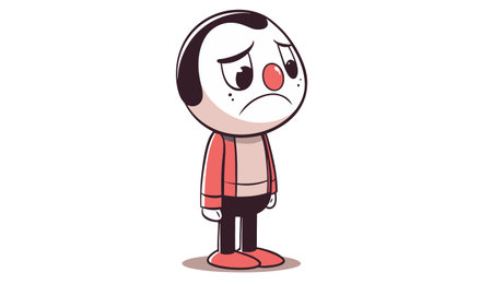 Sad man cartoon isolated on white background. Vector illustration of sad man.のイラスト素材