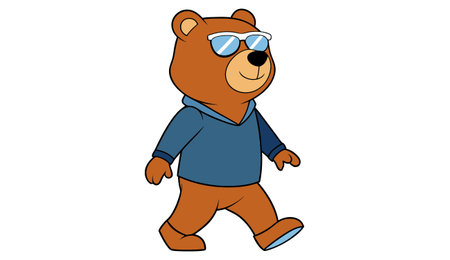 Cute cartoon panda in sunglasses. Vector illustration on white background.のイラスト素材