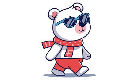 Cute cartoon panda in sunglasses. Vector illustration on white background.のイラスト素材
