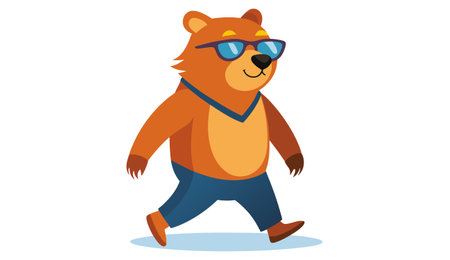 Cute cartoon panda in sunglasses. Vector illustration on white background.のイラスト素材