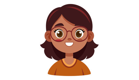 Vector Illustration of Cute Girl Wearing Glasses and Smilingのイラスト素材