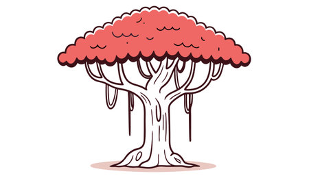 Illustration of a big green tree on a white background - vectorのイラスト素材