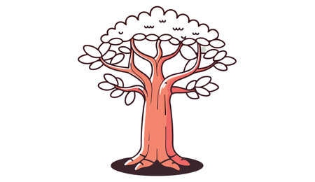 Illustration of a big green tree on a white background - vectorのイラスト素材