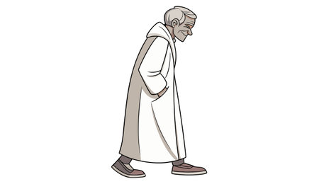 Old man in a medieval costume. Vector illustration isolated on white background.のイラスト素材