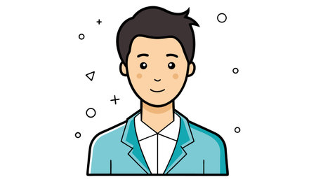 Young man with blue shirt and white shirt. Vector illustration in flat style.のイラスト素材
