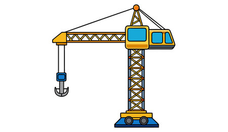 Crane vector illustration isolated on white background. Construction crane vector illustration.のイラスト素材