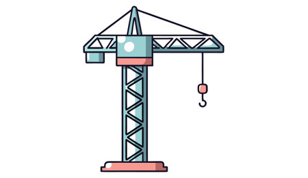 Crane vector illustration isolated on white background. Construction crane vector illustration.のイラスト素材