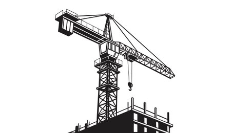 Crane vector illustration isolated on white background. Construction crane vector illustration.のイラスト素材