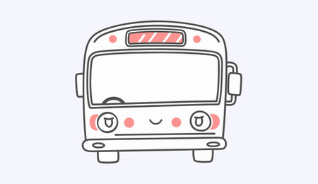 School bus with children. Vector illustration in cartoon style on white background.