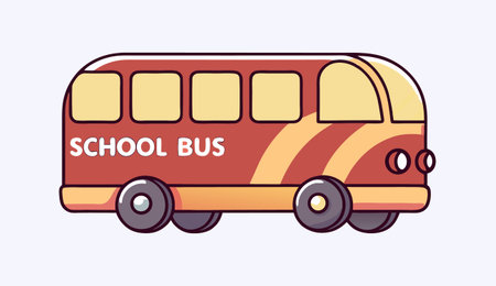 School bus vector illustration in flat design style. Bus with school text.