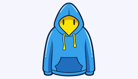 Illustration of a blue hoodie with a hood and a hoodのイラスト素材