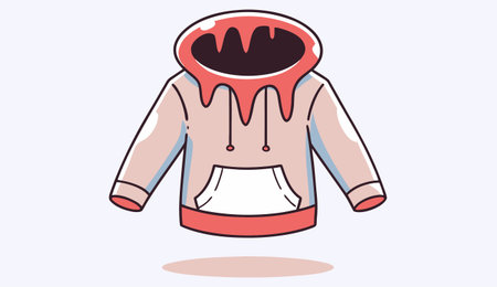 Illustration of a blue hoodie with a hood and a hoodのイラスト素材